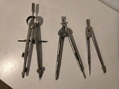 Drafting Compass Set Of 3 Used Good Condition