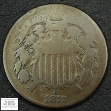 1872 Copper Two Cent Piece 2C (Key Date!)
