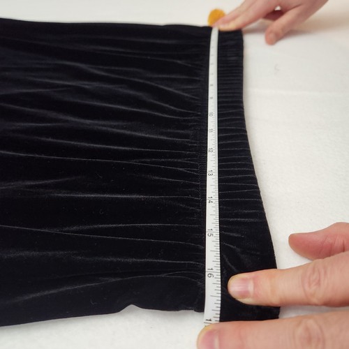 Bentley Vintage 90s Y2K Black Velvet Stretch Witchy Goth Midi/Maxi Skirt SZ L - Picture 4 of 11