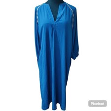 Kyra Women's Cornflower Blue Long Sleeved Relaxed A-Line Dress XL Made in Europe