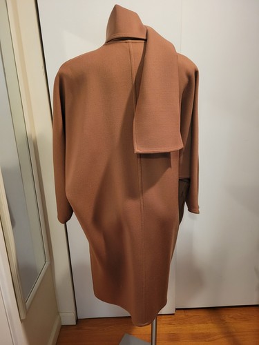 Vtg YEOHLEE NY Wool Tan Camel Color Open MidLgth Cover w/Wide Scarf SzOSFM - Picture 3 of 24