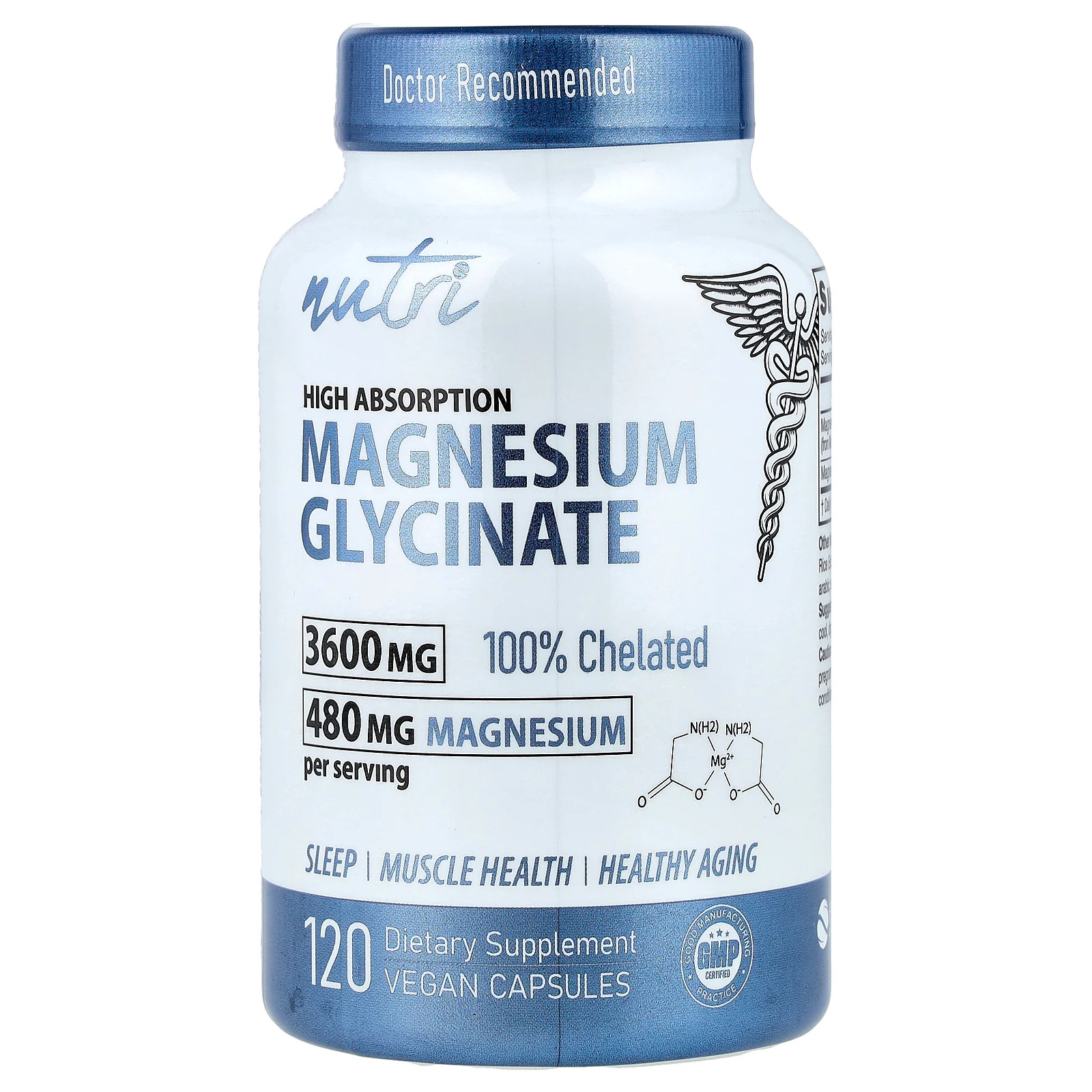 Глицинат магния высокая абсорбция 120 веганских капсул 900 мг в капсуле 4490₽