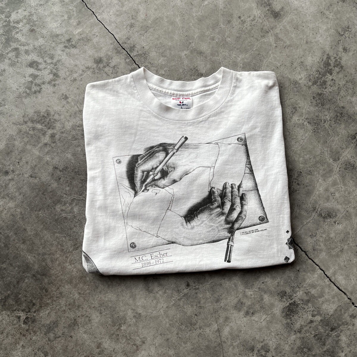 Vintage MC Escher Shirt 1990 MC Escher All Over Print Single 