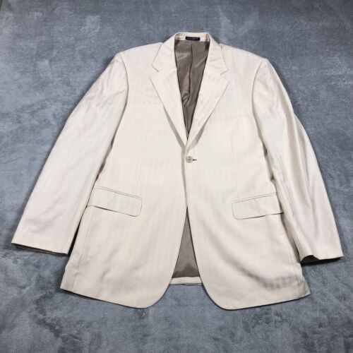 DOLCE & GABBANA Beige Striped 100% Wool Jacket Suit Mens 54 Italy Single Stitch