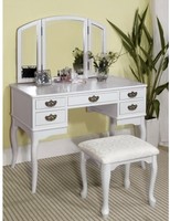 Stunning Furniture Of America Solid Wood 3-piece Vanity Set Table Stool Mirror on sale Stunning Furniture Of America Solid Wood 3-piece Vanity Set Table Stool Mirror on sale