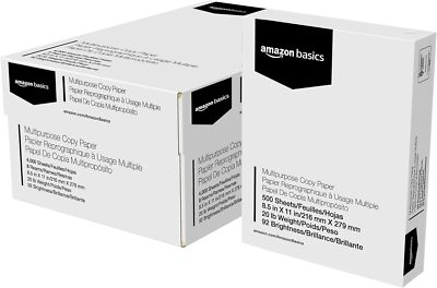 Multipurpose Copy Printer Paper 8.5'' x 11'', 20 lb, 8 Reams 4000 Sheets, 92 Brigh