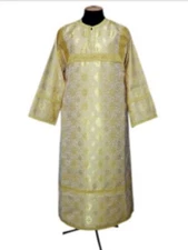 Handmade Altar Robe Light Yellow & Gold Orthodox Sticharion Junior S -M