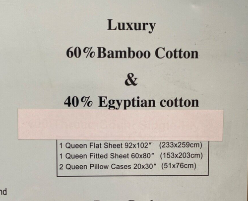Royal Tradition 60% Bamboo 40% Egyptian Cotton Luxury Queen Sheet Set Blue New! - Picture 7 of 9
