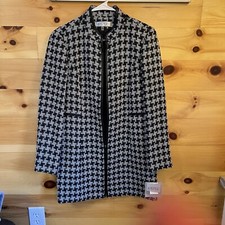 KASPER Black White Full Zip Front Stretch Business Work Formal Blazer Size 6 NWT