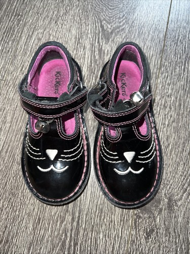 girls kickers sandals size 7 / 24 cat design , with bell - Picture 3 of 5