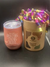 DIVERSEBEE -Insulated Tumbler 12oz Coral-You Are AMAZING STRONG BRAVE TODAY *NEW