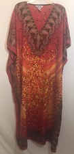 WINLAR One Size Fits Most Vibrant African Caftan 36? Wide/54? Long - Red/Orange