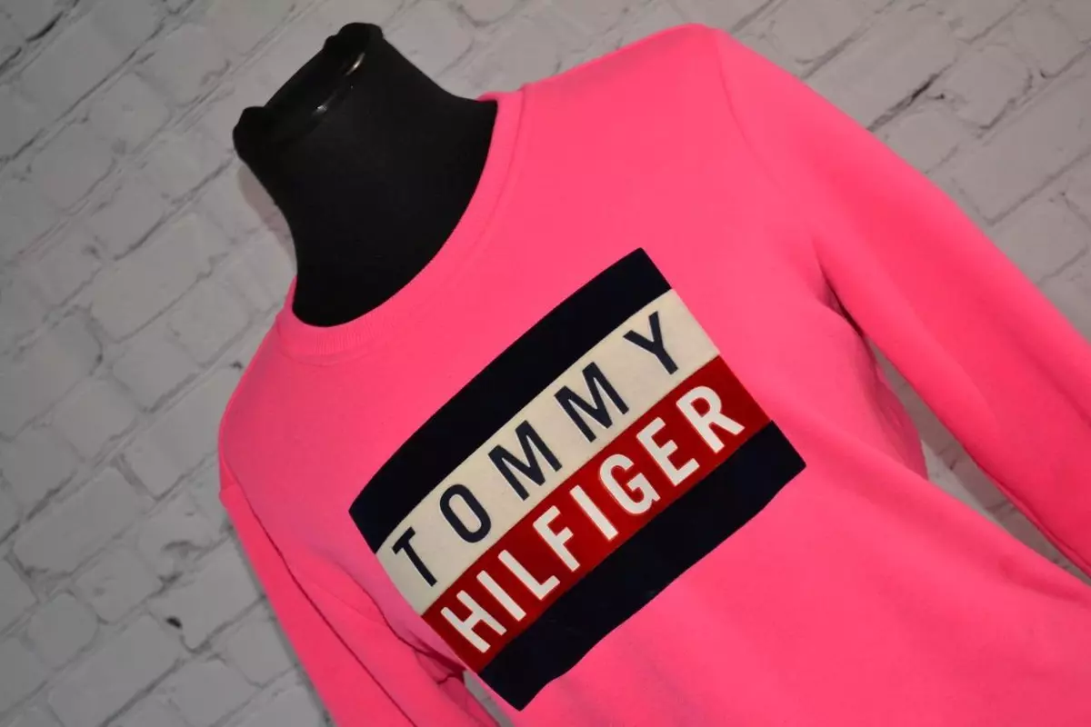 44006 a Tommy Hilfiger Sweatshirt Pullover Pink Size Large Adult Womens