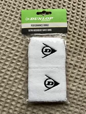 Dunlop Sport performance range ultra absorbent wrist band white 2pxs Logo NEW