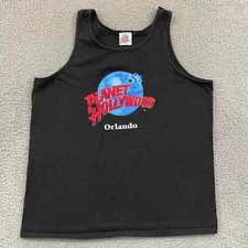 Vintage Planet Hollywood Shirt Mens XL Black Orlando Tank Top Disney 90s USA