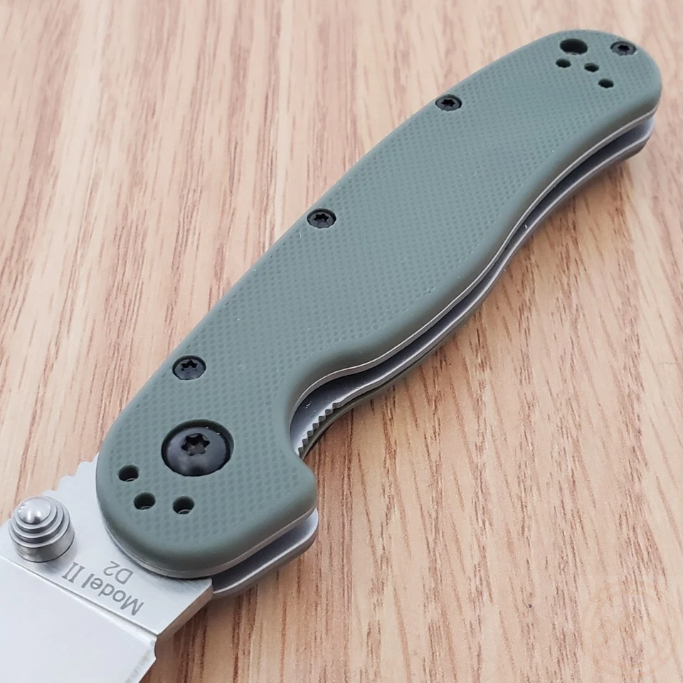 Ontario RAT II Folding Knife 3" D2 Tool Steel Drop Point Blade Green G10 Handle - Image 4 of 4