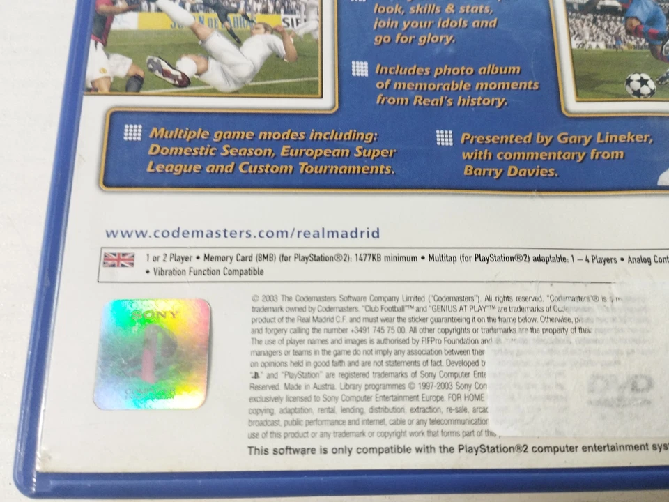 Real Madrid Club Futbol 2003-04 Codemasters - Playstation 2 Juego para Ps2 Am - Imagen 3 de 4