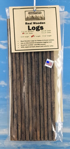 10" x 5/16" LOGS, Dozen, REAL WOOD, Dyed&BarkDetailed, HO / N /O/S, COMBineSHIP - Picture 3 of 12