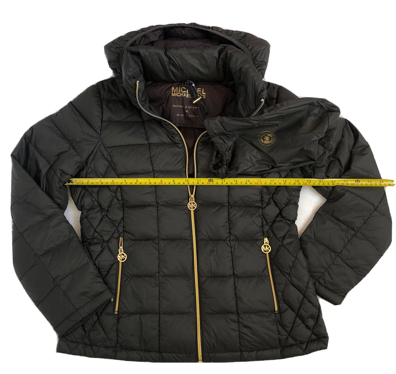 Michael Kors Piumino Piumino Donna PL Confezionabile Cappuccio Verde Militare Trapuntato