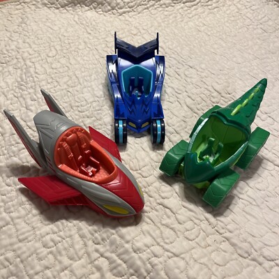 3 PJ Masks Vehicle Car CatBoy Owlette Gecko Plane Frog Box Play Mobile No Figure