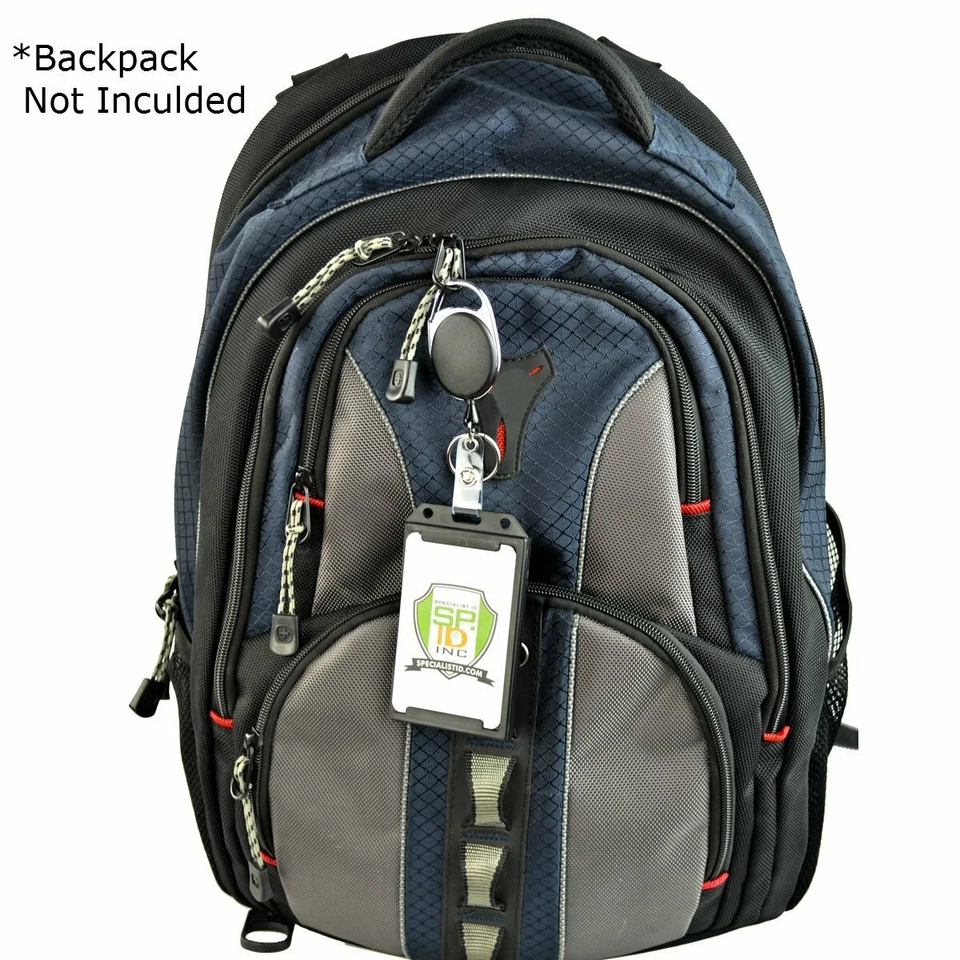 Carabiner Badge Reel with Multi Card Hard Plastic ID Badge Holder & Key Ring - Image 4 of 4