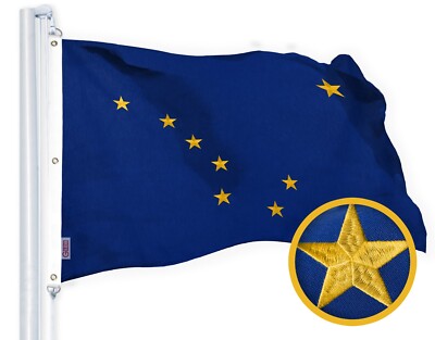 G128 Alaska State Flag 6x10 Ft Spun Polyester Embroidered Design