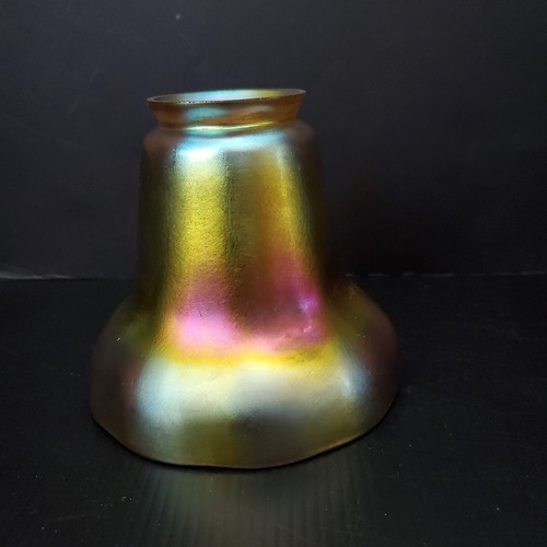 Antique Vtg Signed Steuben Art Glass Shade Gold Aurene Iridescent - Picture 6 of 24