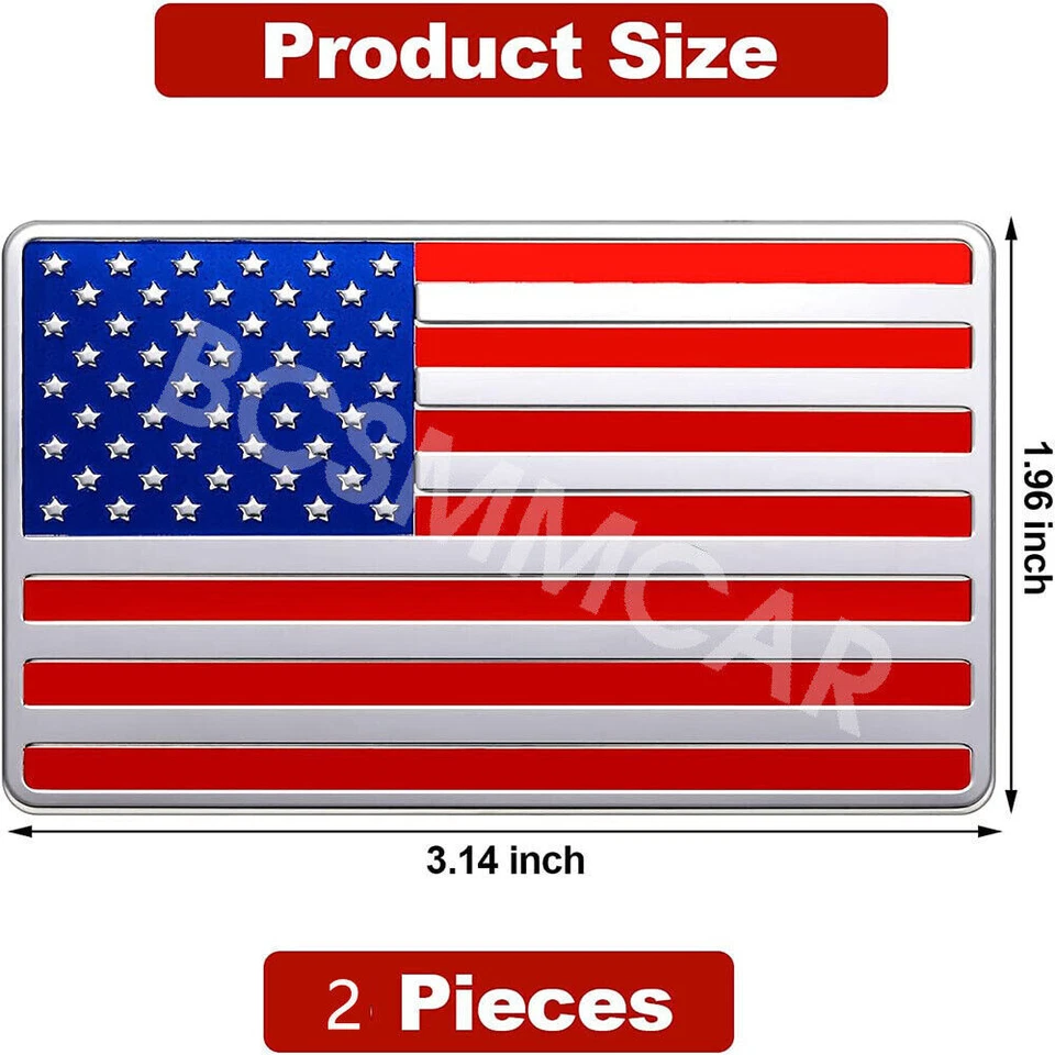 USA American Flag Sticker Car Bumper Body Window Metal Emblem Decoration 2PCS — 第 3/4 张图片