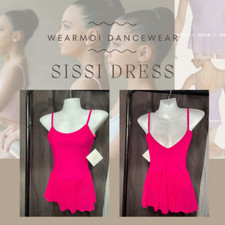 NEW Wear Moi Sissi Leotard Tulle Skirt V-back Dress Adult Fushia Pink Size Small