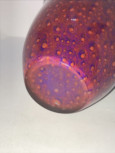 Gefasst Kunstglas blau rot Lava mundgeblasen Taschentuch Vase Glimmer Flocken - Bild 4 von 10