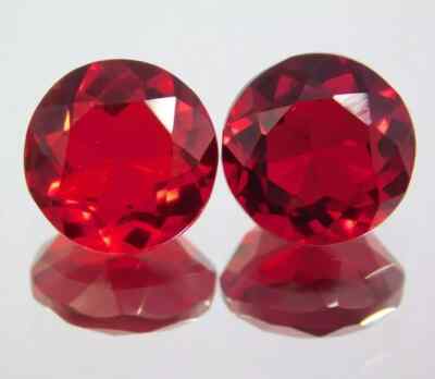 20 Ct+ Natural Mozambique Red Ruby Pair Round Cut Loose Gemstone Certified 2 Pcs
