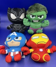 Lot of 4 Toys Superheroes Plush Marvel Black Panther, Hulk, Captain America
