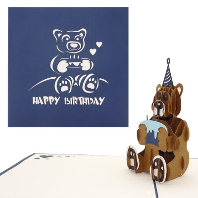 Pop Up 3D Karte ''Happy Birthday - Teddy Bear'' Geburtstagskarte, Glückwunschkarte