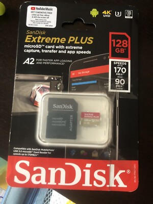 SanDisk 128GB Extreme PLUS UHS-I V30 U3 Class 10 microSDXC W/adapter