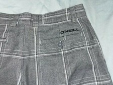 O'neill Flat Front Relaxed Fit Chino Shorts. Gray Plaid, Men's Size 32. GUC 
