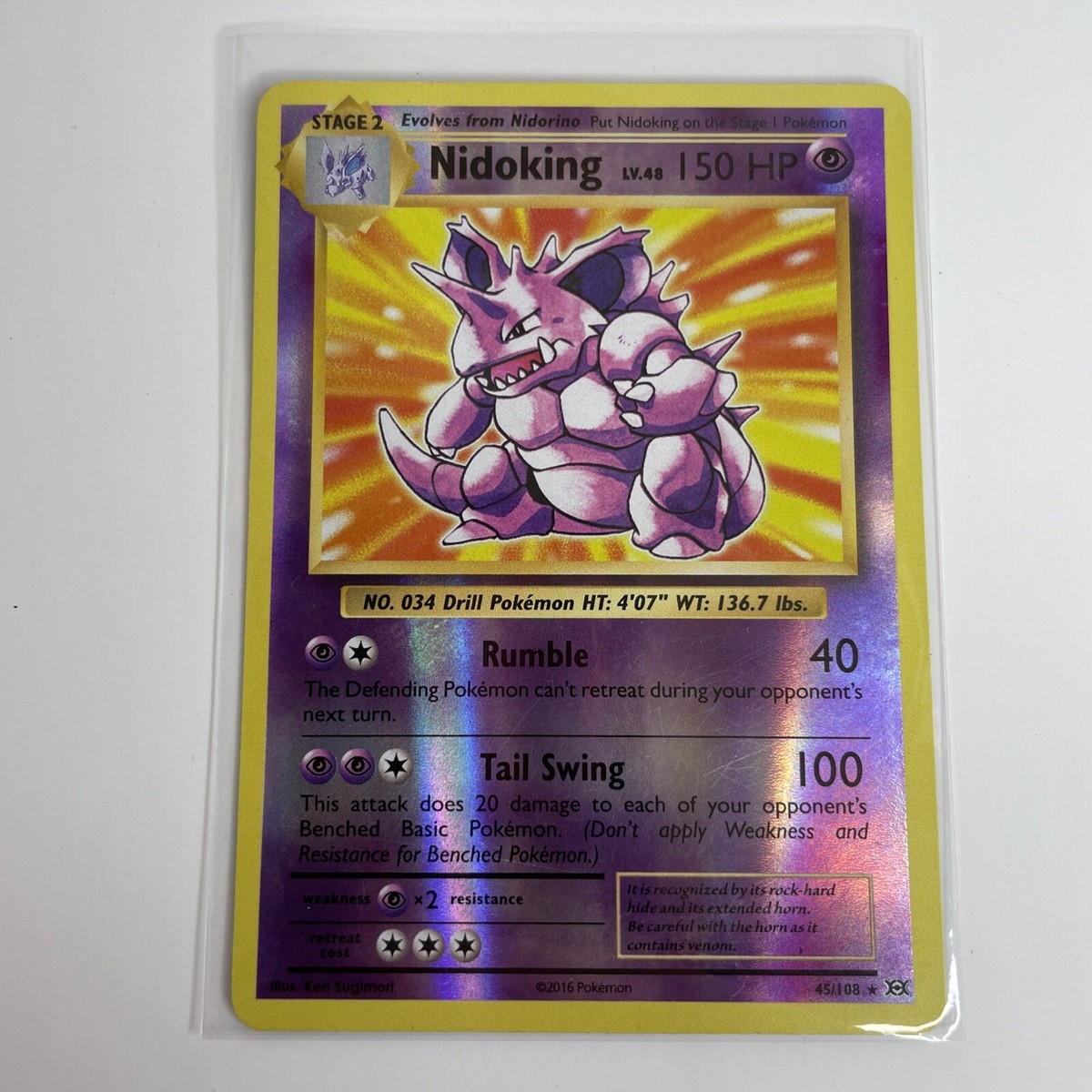 2016 Nidoking 45/108 Pokemon Holo Foil Refractor Pokémon Card