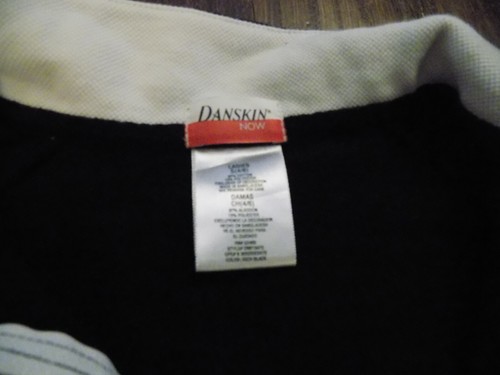 Danskin Now Full Zip Cute Athletic Jacket Black White Stripes Trim Pockets sz S - Picture 2 of 9