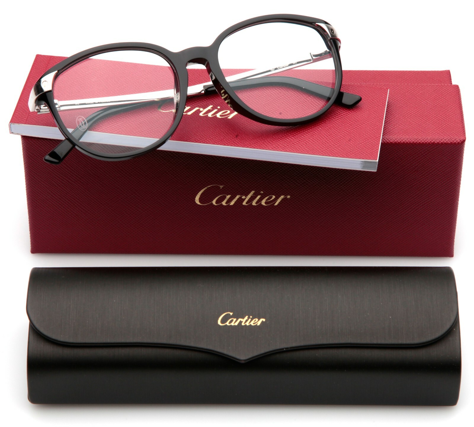 NEW Cartier CT0082OA 001 Black Silver Eyeglasses Frame 52-17-140mm B44  France | eBay