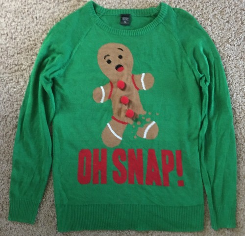 Gingerbread Man Oh Snap! Green Pullover 