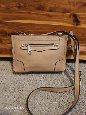 Rebecca Minkoff Regan Leather Medium Crossbody Bag Purse Tan