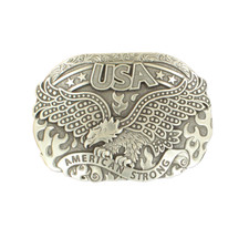 Nocona Mens Silver Toned Eagle American Strong Belt Buckle 37122