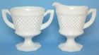 Vintage Westmoreland English Hobnail Milk Glass Creamer Sugar Set