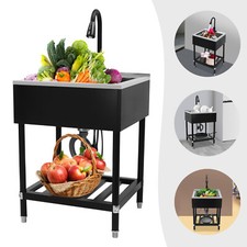 Commercial Stainless Steel Sink Outdoor Single-Bowl Utility Sink With Faucet US