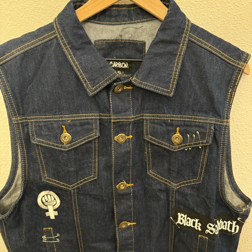 The Smiths Carbon Denim Vest XL Upcycle Custom Black Sabbath Dark Wash READ - Picture 9 of 18