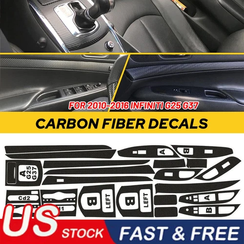 For Infiniti G25 G35 G37 coupe 3D Carbon Fiber Pattern Interior DIY Trim Decals