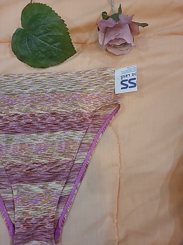 AERIE bunter hoch geschnittener Media Mix Bikini S/5 rosa/elfenbein/rot Höschen neu mit Etikett - Bild 3 von 8