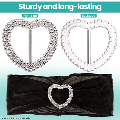 5-100x Bandas para Silla Hebillas Redondas y Forma de Corazón Diamante Hebilla Decoración de Boda - Imagen 13 de 17