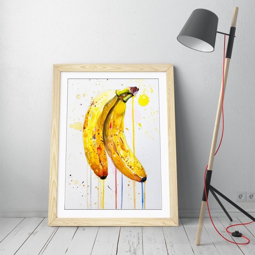 PINTURA ACUARELA DE UN RAMO DE PLÁTANOS - ARTE DE PARED ENMARCADO PÓSTER IMPRESIÓN EN PAPEL - Imagen 6 de 11