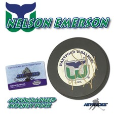 Nelson Emerson Signed Puck Hartford Whalers 