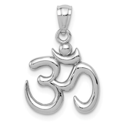 Echt 14kt Weißgold poliert Om Symbol Anhänger
